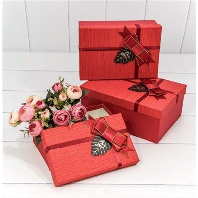 Набор подарочных коробок 3 в 1 прямоугольник 23*16*9.5 см "For You" с бантом красный 449838