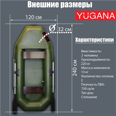 Лодка YUGANA S 240-Ф, цвет олива