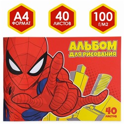 Альбом для рисования А4, 40 листов 100 г/м², на скрепке, Человек-паук