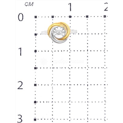 Кольцо из родированного серебра с бриллиантом и золочением