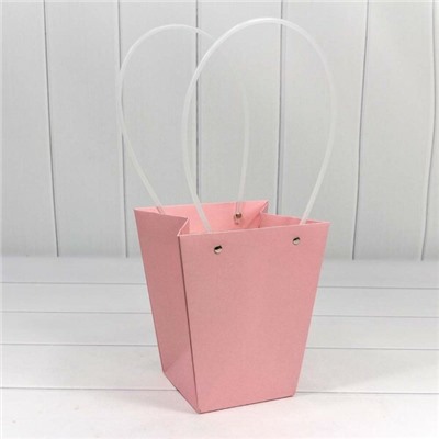 Пакет подарочный ваза для цветов 20*17*12 см Розовый 442048р
