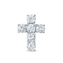 Подвеска крест из серебра с фианитами родированная S3117491010р