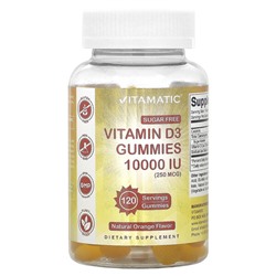 Vitamatic Sugar Free, Vitamin D3, Orange, 250 mcg (10,000 IU), 120 Gummies