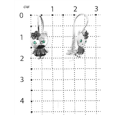 Серьги детские из серебра с фианитами родированные - Кошки