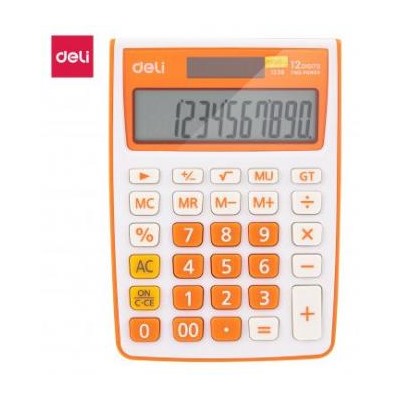 Калькулятор 12 разрядов E1238/OR 104,5х27,4х145,1 мм оранжевый (1189227) Deli {Китай}