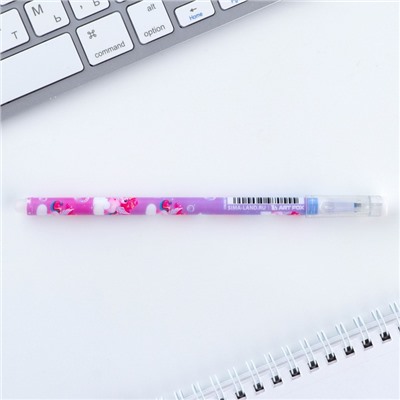 Ручка пластик пиши-стирай с колпачком «Единорог», синяя паста, гелевая 0,5 мм