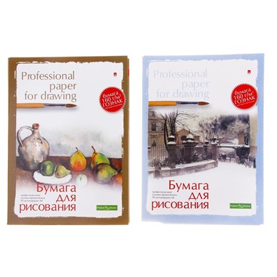 Бумага для рисования А4, 20 листов "Профессиональная серия", блок 150 г/м2, ГОЗНАК, МИКС