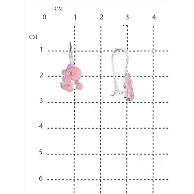 Серьги детские из серебра с эмалью родированные - Динозаврики