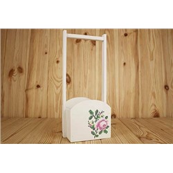 Ящик деревянный Корзинка (15.5*13*36.5 см) "Роза.Вышивка" белый 151491