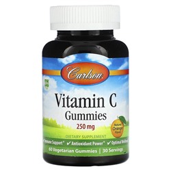 Carlson Vitamin C Gummies, Natural Orange, 125 mg, 60 Vegetarian Gummies