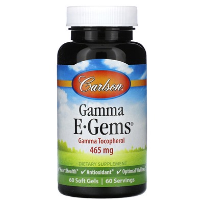 Carlson Gamma E-Gems, 465 mg, 60 Soft Gels