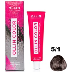 OLLIN COLOR Перманентная крем-краска для волос 5/1 светлый шатен пепельный 60 мл