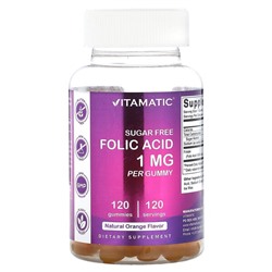 Vitamatic Sugar Free Folic Acid, Natural Orange, 1 mg, 120 Gummies