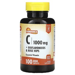 Sundance Vitamin C + Bioflavonoids & Rose Hips, 100 Coated Caplets