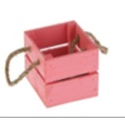 Ящик деревянный с веревочной ручкой (13*12.5*9) розовый 230274