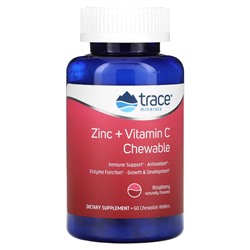 Trace Minerals Research Zinc + Vitamin C Chewable, Raspberry, 60 Chewable Wafers