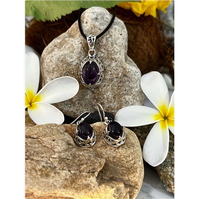 Серебряный набор украшений с Аметистом, 8.76 г; Silver jewelry set with Amethyst, 8.76 g