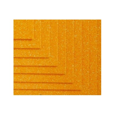 Фоамиран 50*50 см 2 мм Оранжевый с блестками 10 шт/уп