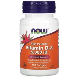 NOW Foods Vitamin D-3, 125 mcg (5,000 IU), 120 Softgels