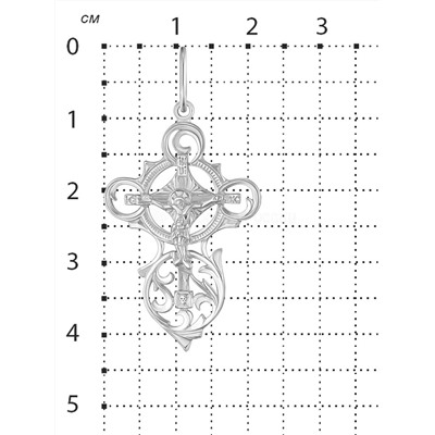 Крест из серебра родированный - 4,2 см