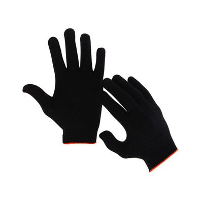 Перчатки рабочие, х/б, вязка 7 класс, 5 нитей, размер 9, без покрытия, чёрные