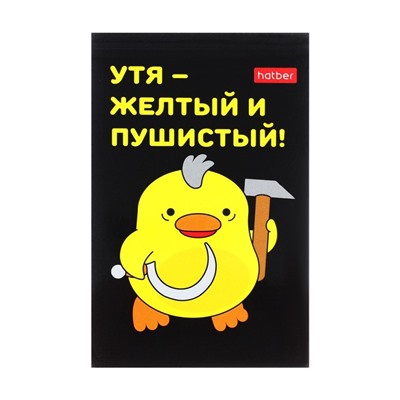 Блокнот А7, 48 листов, в клетку, на склейке, "УтяКря", обложка мелованная бумага, ламинация, трёхцветный блок, блок 60 г/м2, 5В МИКС