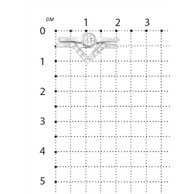 Кольцо двойное из серебра с фианитами родированное