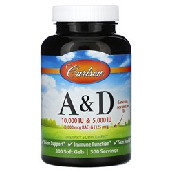 Carlson Vitamin A & D, 300 Soft Gels