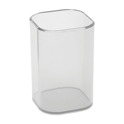 Подставка-стакан для канцелярии Стамм "Фаворит", пластик, 90 х 70 х 70 мм, квадратная, прозрачная
