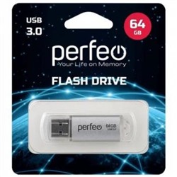 USB3.0-флеш-накопитель PERFEO 64GB C14 Silver metal series Perfeo {Россия}