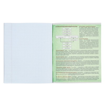 Тетрадь предметная Calligrata "Пиксели", 36 листов в клектку Биология, со справочным материалом, обложка мелованный картон, блок офсет