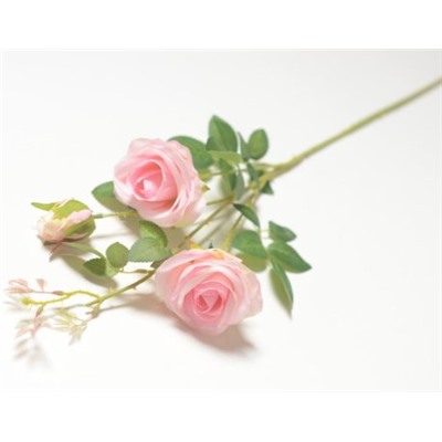 Искусственные цветы, Ветка розы 2 головы с бутоном (1010237)