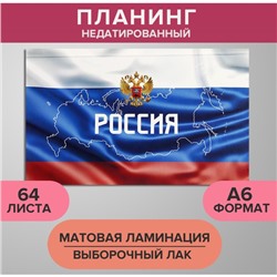 Планинг недатированный A6, 64 листа, на сшивке, обложка из картона, матовая ламинация, выборочный лак, Триколор