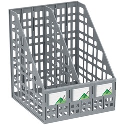 Лоток для бумаг "Стамм", cборный, вертикальный, 2 отделения, серый