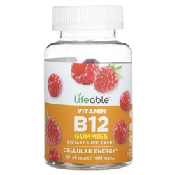Lifeable Vitamin B12 Gummies, Natural Raspberry, 500 mg, 60 Gummies