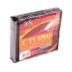 CD-RW 700Mb VS 80 4-12х 5 шт/пластик.уп (отгрузка кратно 5 шт) {Китай}