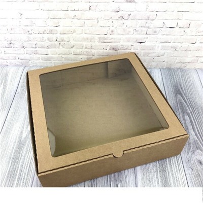 Коробка самосборная 28*28*7 см Крафт с окном Цена за 1 коробку 564602