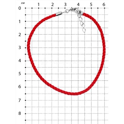 Браслет красный шнурок с элементами из родированного серебра Бр-01 цвет