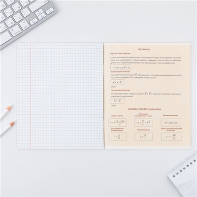 Тетрадь предметная 48 листов, А5, КОТ, со справочными материалами «1 сентября: Физика», обложка мелованный картон 230 гр., внутренний блок в клетку 80 гр., белизна 96%,блок №1.