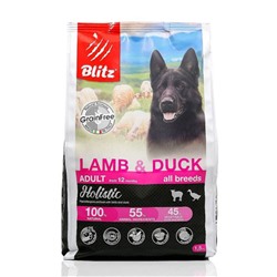 БЛИЦ Holistic корм ADULT LAMB & DUCK беззерновой для собак Ягненок&Утка 1,5 кг АГ