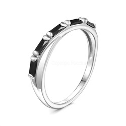 Кольцо женское из серебра с чёрными фианитами родированное 1-350р276