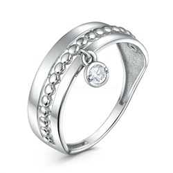Кольцо из серебра с фианитом родированное К-4576-Р
