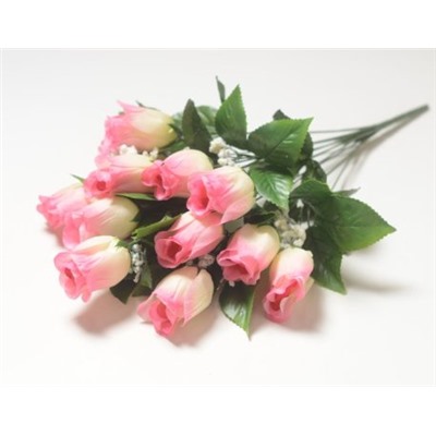 Искусственные цветы, Ветка в букете бутон розы 12 голов (1010237)