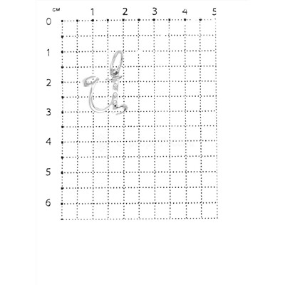 Подвеска-буква из серебра с фианитами родированная - Ц