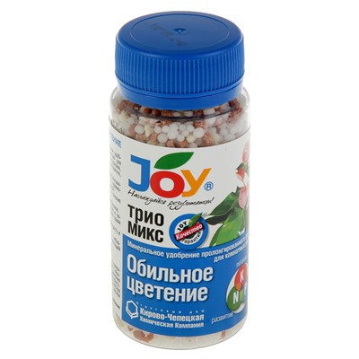 Удобрение минеральное JOY, ТРИО МИКС, Обильное цветение, гранулы, 100 г