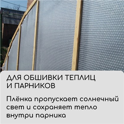 Плёнка воздушно-пузырковая, толщина 40 мкм, двухслойная, длина 50 м, ширина 1.5 м, Greengo