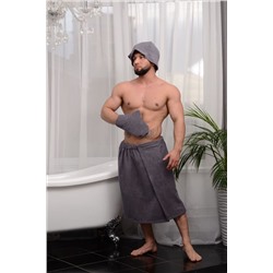 Полотенце САУНА махровое мужское подарочная упаковка серый