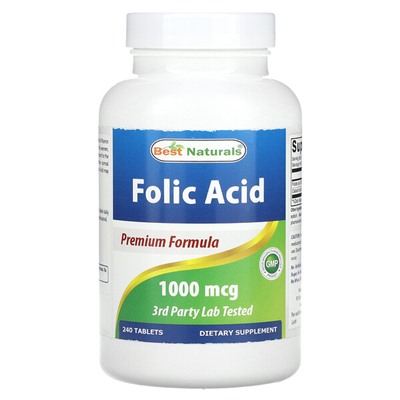 Best Naturals Folic Acid, 1,000 mcg, 240 Tablets