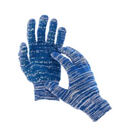 Перчатки, х/б, вязка 10 класс, 5 нитей, размер 10, с ПВХ протектором, синие, «Ёлочка»
