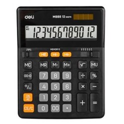Калькулятор 12 разрядов EM888 155х30х200 мм черный (1423020) Deli {Китай}